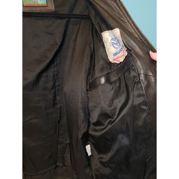 Vintage Shelter Bay New Holland Racing Men's Large Black Leather Jacket zip-up - Picture 8 of 10